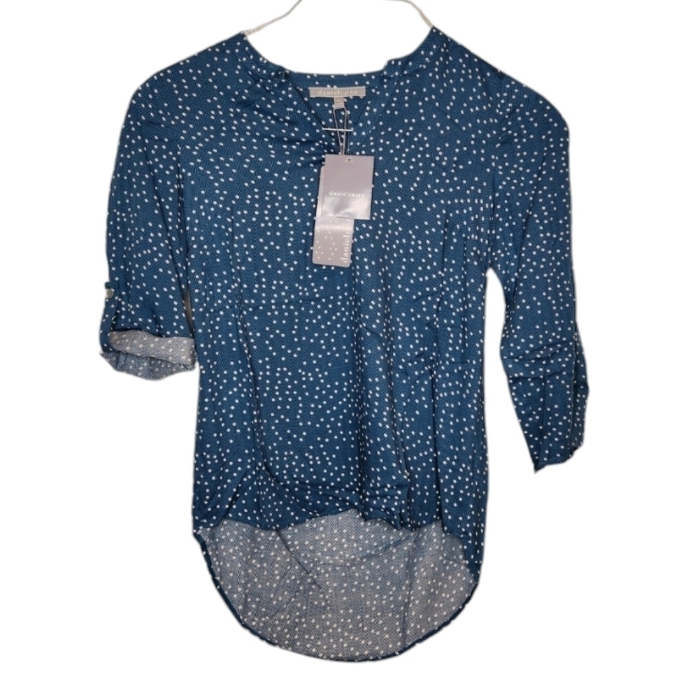 Daniel Rainn Split V-Neck Top Size PXS Teal
